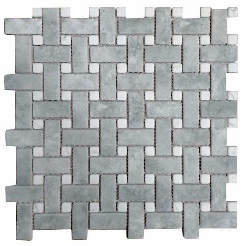 Ritz Grey Marble / Carrara - Basketweave Mosaic 28.6x28.6cm (28.6x28.6cm)