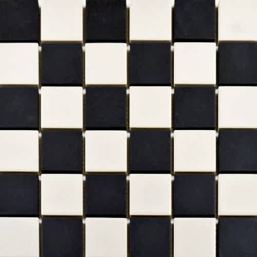 Era White & Black Chequer Mosaic 29.1x29.1cm