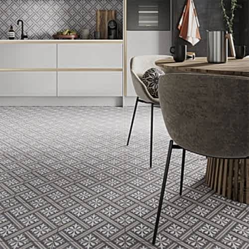 Mondrian Charcoal Patterned Vitrified 33.5x33.5cm (box of 13)