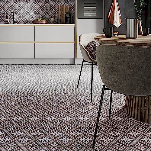 Mondrian Charcoal Patterned Vitrified 33.5x33.5cm (box of 13)