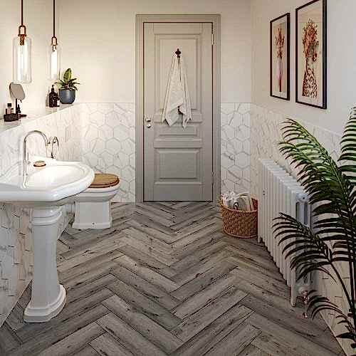 Clicklux Haldon Antique Oak Herringbone 12.6x63cm