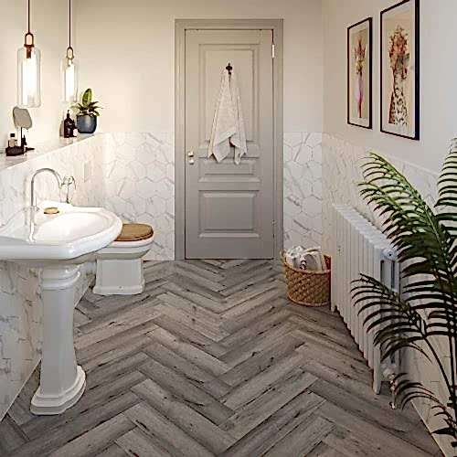 Clicklux Haldon Antique Oak Herringbone 12.6x63cm