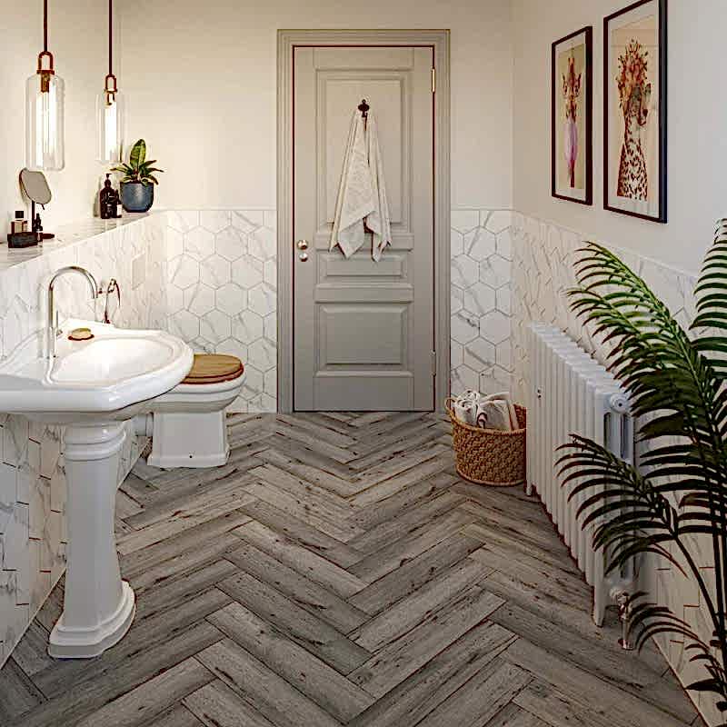 Clicklux Haldon Antique Oak Herringbone 12.6x63cm