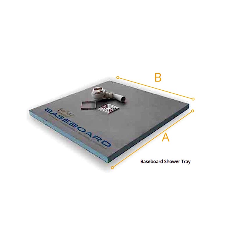 Baseboard Rectangular Shower Tray, Drain & Trap