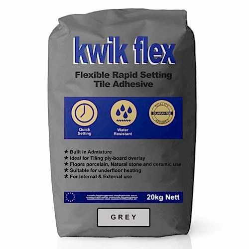 TileTight Kwik Flex Rapid Set Grey Adhesive (20kg bag)