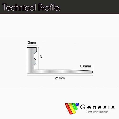 Genesis Aluminium Straight Edge Trim 10mm Bright Silver 2.5m (pack of 5)