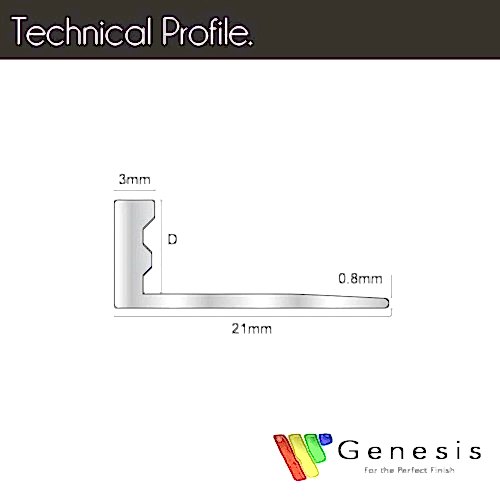 Genesis Aluminium Straight Edge Trim 10mm Bright Silver 2.5m (pack of 5)