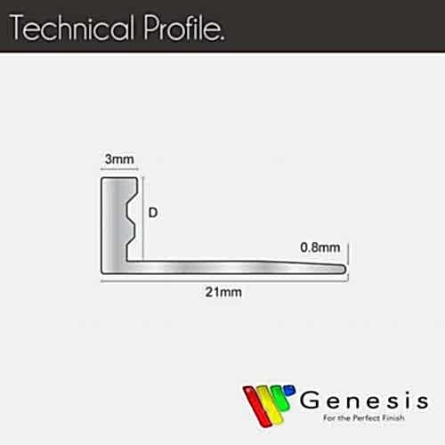 Genesis Aluminium Straight Edge Trim 12mm Bright Silver 2.5m (pack of 5)