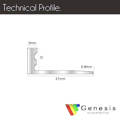 Genesis Aluminium Straight Edge Trim 12mm Bright Silver 2.5m (pack of 5)
