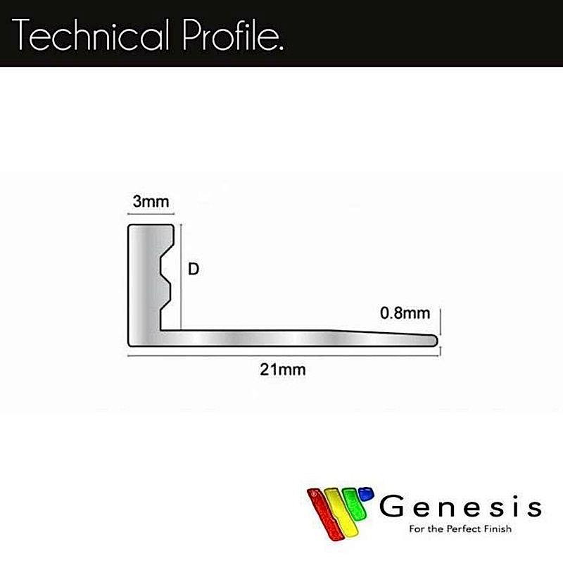 Genesis Aluminium Straight Edge Trim 12mm Bright Silver 2.5m (pack of 5)