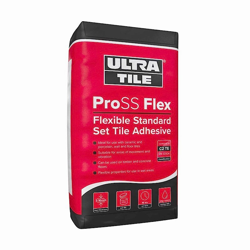 UltraTile ProSS Flex - Standard Set Flexible Tile Adhesive C2TE - Grey (20kg bag) UltraTile ProSS Flex - Standard Set Flexible Tile Adhesive C2TE - Grey (20kg bag)