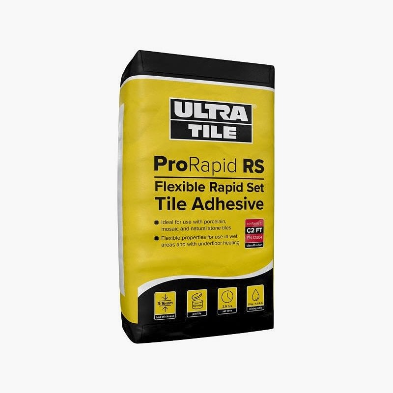 UltraTile ProRapid RS - Flexible Rapid Set Tile Adhesive C2FT - White (20kg bag) UltraTile ProRapid RS - Flexible Rapid Set Tile Adhesive C2FT - White (20kg bag)