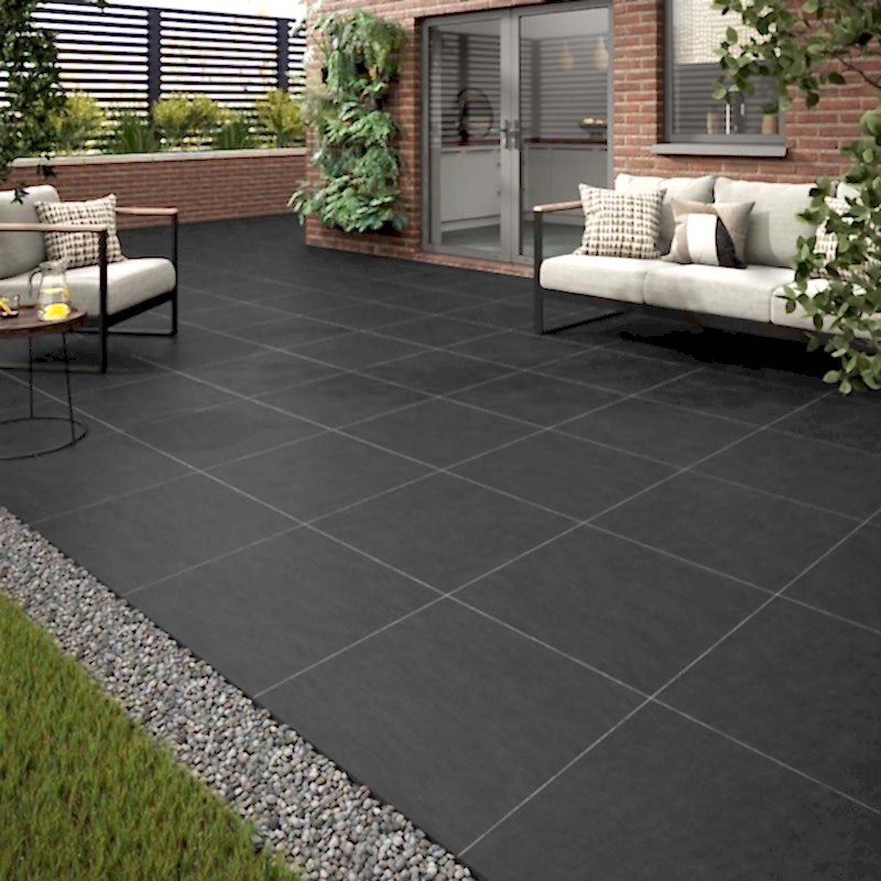 Baslow Black 60x60cm 20mm Outdoors (box of 2)