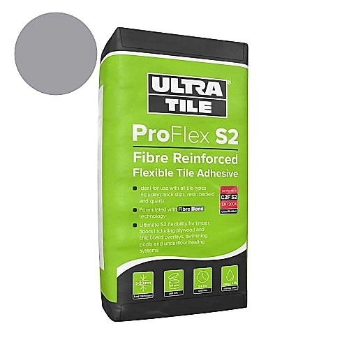 UltraTile ProFlex S2 - Fibre Reinforced Flexible Tile Adhesive C2F-S2 - Grey (20kg bag)