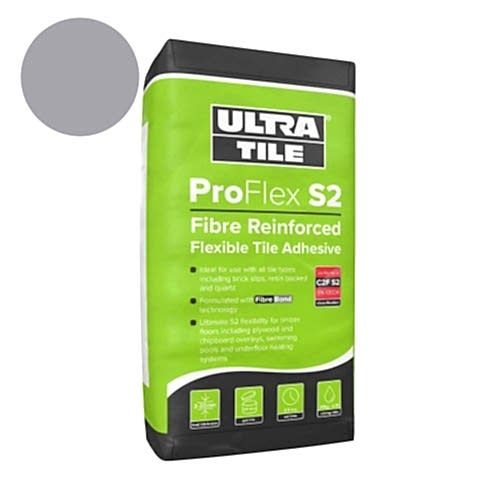 UltraTile ProFlex S2 - Fibre Reinforced Flexible Tile Adhesive C2F-S2 - Grey (20kg bag)