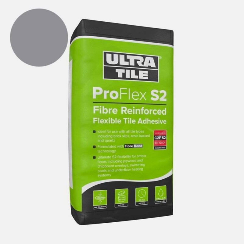 UltraTile ProFlex S2 - Fibre Reinforced Flexible Tile Adhesive C2F-S2 - Grey (20kg bag) UltraTile ProFlex S2 - Fibre Reinforced Flexible Tile Adhesive C2F-S2 - Grey (20kg bag)